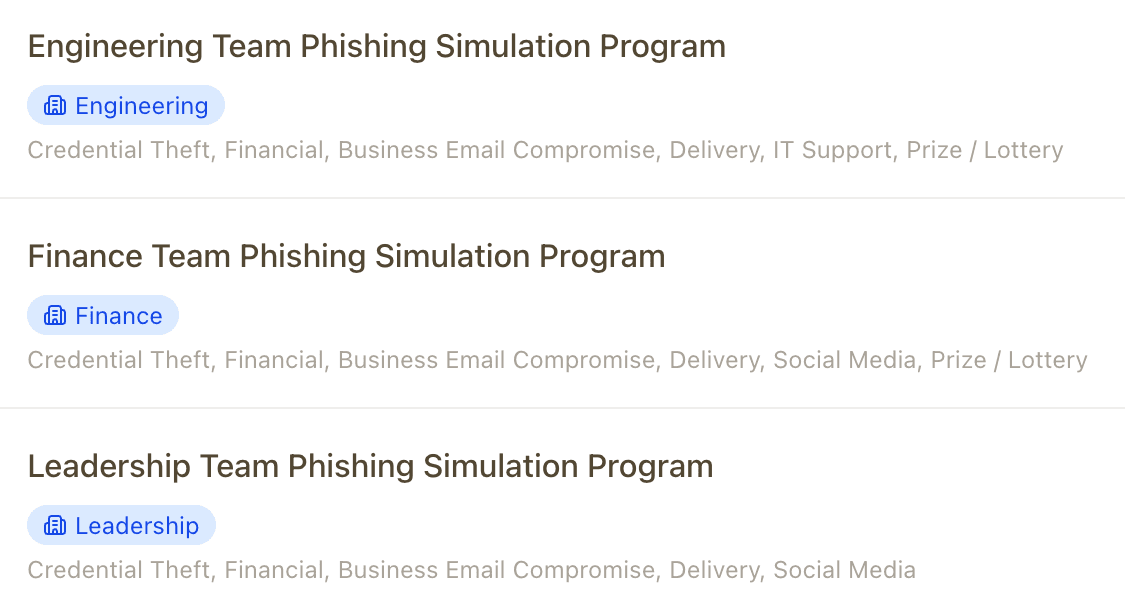 Phishing simulation dashboard with customization options